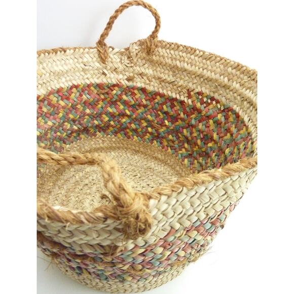 Vintage Open Basket 11" Tall Rustic Boho Farmhouse Decor - Picture 5 of 5